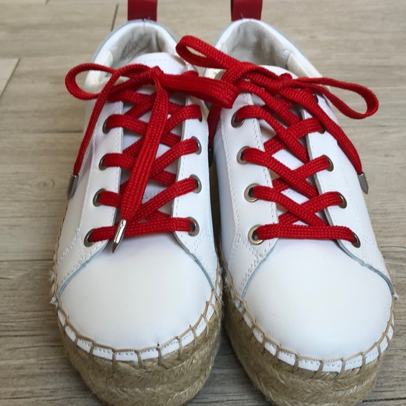 New Sam Edelman Leather Wedge Espadrille 7.5 white